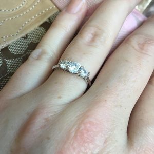 18k gold plated 3 stone CZ ring size 6